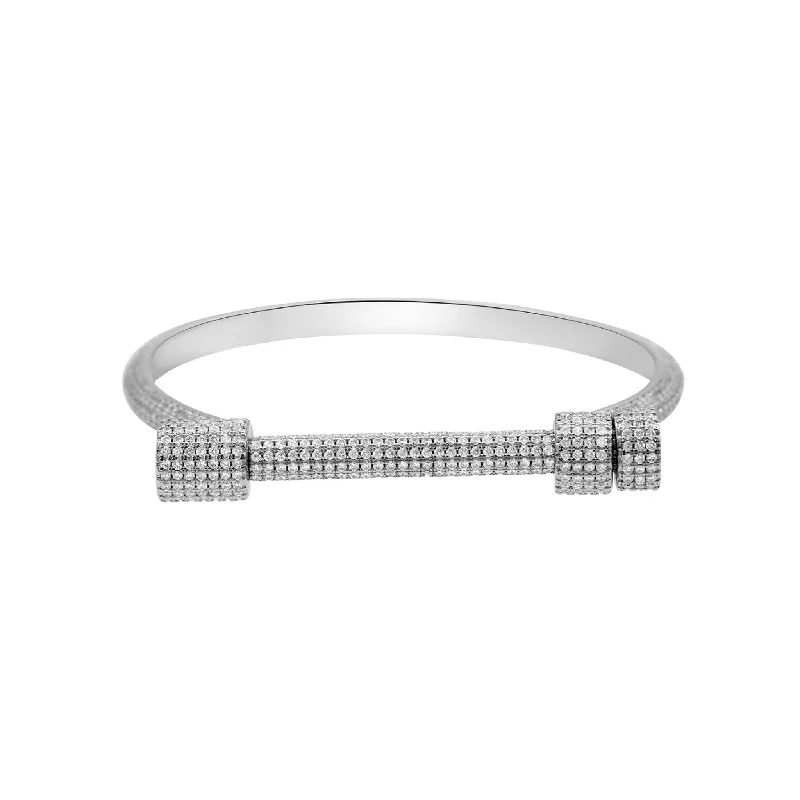 Shop High-Quality Jewelry At Jaw-Dropping Discounts Silver Plated Crystal Screw Cuff Bracelet