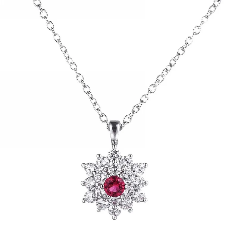 Grab Exquisite Jewelry At The Lowest Prices Silver Tone Cubic Zirconia Flower Pendant Necklace