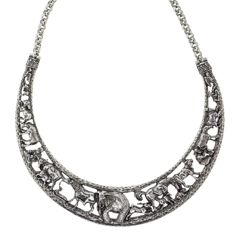 1928 Jewelry® Silver Tone Elephant Collar Necklace