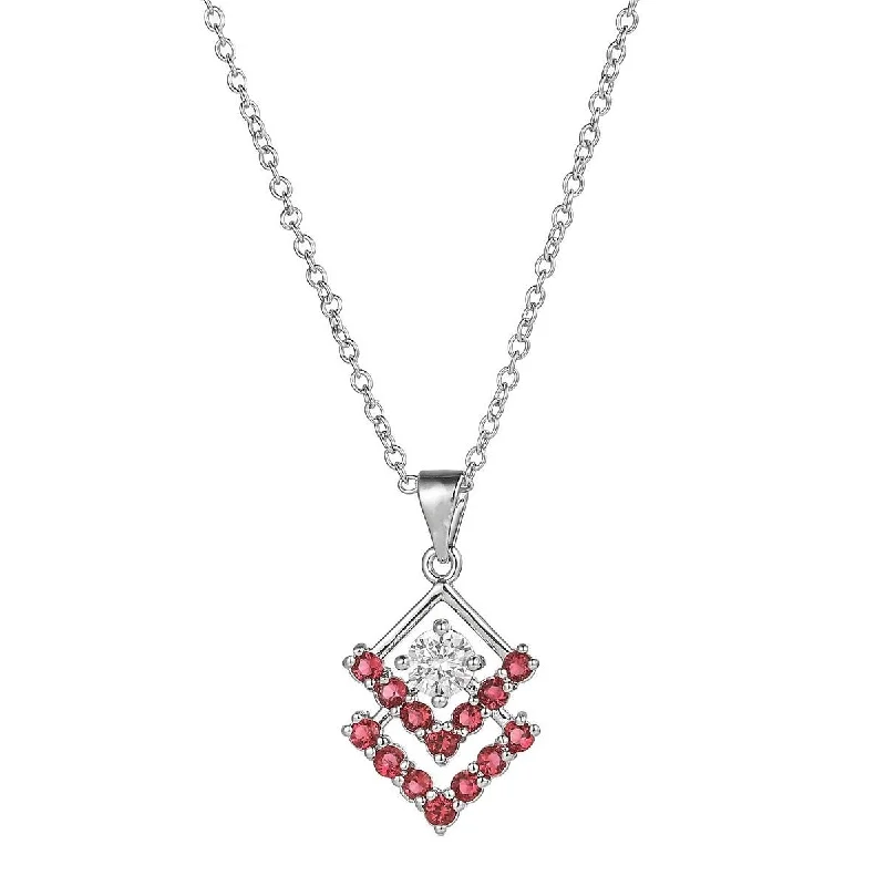 Unique Jewelry For Less – Shop The Sale Now Silver Tone Triangle Cubic Zirconia Pendant Necklace