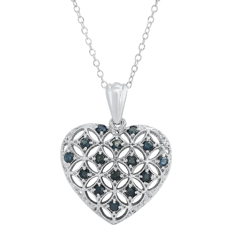 Buy More, Save More On Stunning Jewelry Pieces Sterling Silver Genuine Gemstone Heart Shape Filigree Pendant 18' in