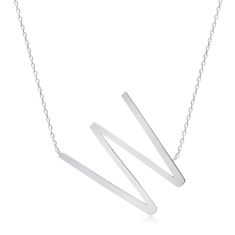 Jewelry Sale – Exclusive Styles At Lower Prices Sterling Silver Large Sideways Block Letter Initial with Extendable Cable Chain, 16 to 18 inches