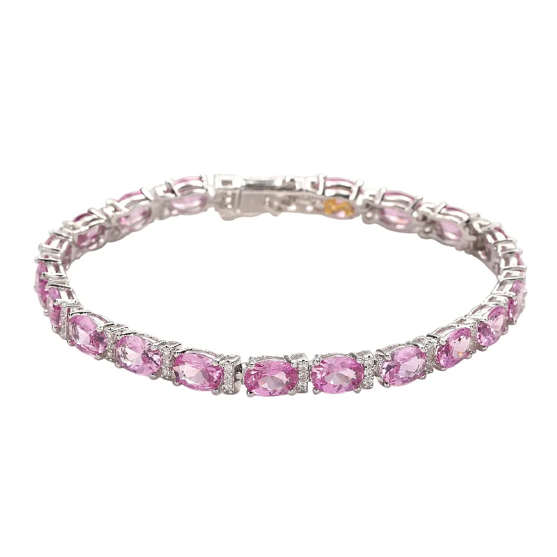 Best Jewelry Sale – Shop Exclusive Designs Now Suzy Levian Sterling Silver Oval-Cut Pink Sapphire & Diamond Accent Tennis Bracelet