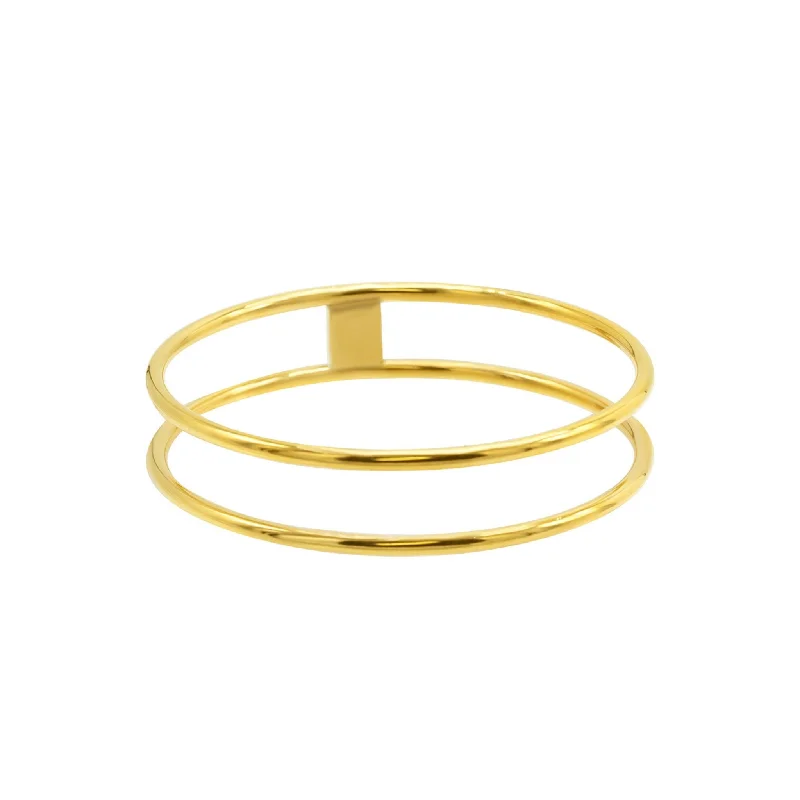 Must-Have Jewelry At Unbelievable Discounts Tarnish Resistant 14K Gold Plated Stainless Steel Double Row Bangle Bracelet Must-Have Jewelry At Unbelievable Discounts Tarnish Resistant 14K Gold Plated Stainless Steel Double Row Bangle Bracelet