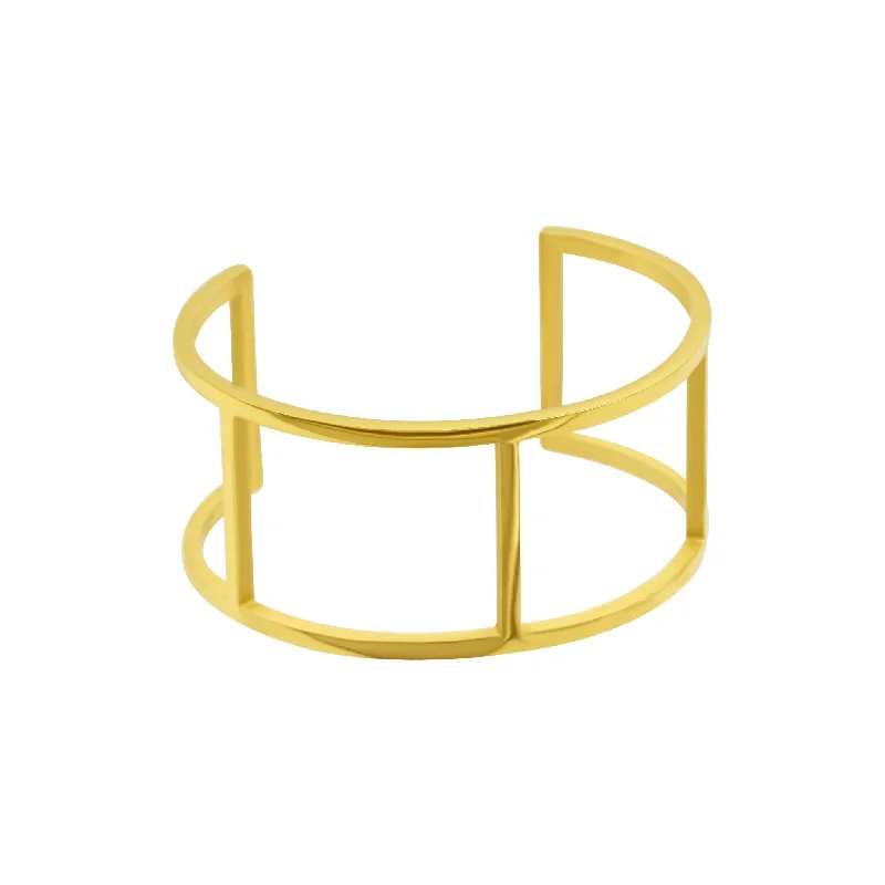 Stunning Jewelry Pieces At The Lowest Prices Ever Tarnish Resistant 14K Gold Plated Stainless Steel Double Row Cuff Bracelet Stunning Jewelry Pieces At The Lowest Prices Ever Tarnish Resistant 14K Gold Plated Stainless Steel Double Row Cuff Bracelet