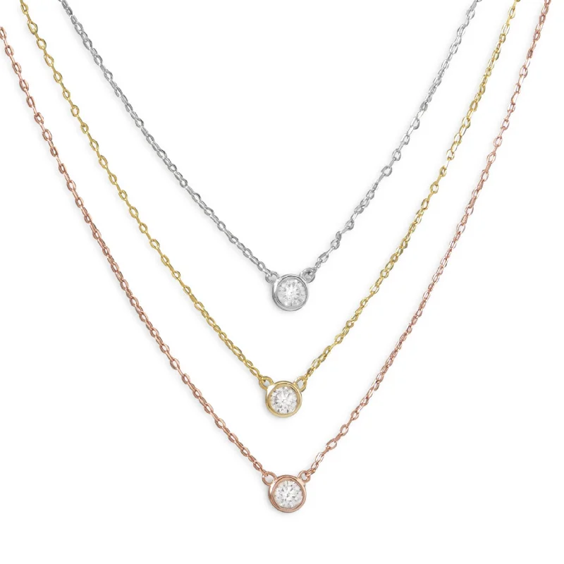 Grab Your Dream Jewelry At The Lowest Prices Tri Color Multi Layer Cz Necklace
