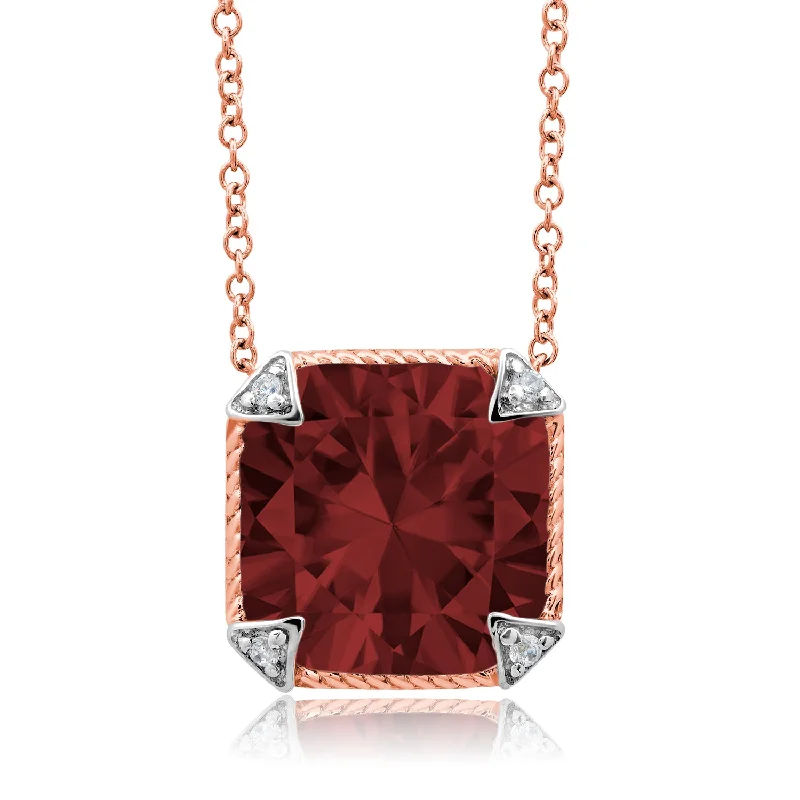 Shop Fine Jewelry With Amazing Deals Two Tone Sterling Silver with 8mm Cushion Cut Gemstone Necklace, 18"