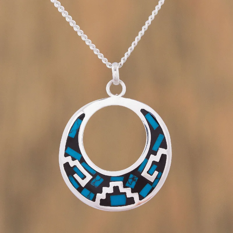 Stunning Jewelry Pieces At The Lowest Prices Ever Window of History Geometric Turquoise Pendant Necklace from Mexico