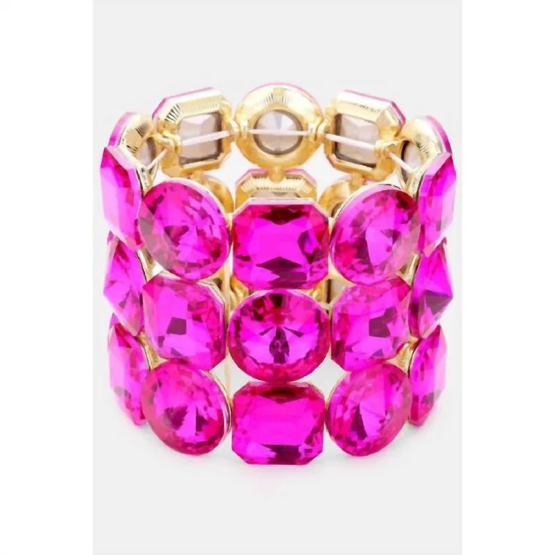 Big Savings On Your Favorite Jewelry Pieces Women's Bling Statement Bracelet In Fuchsia