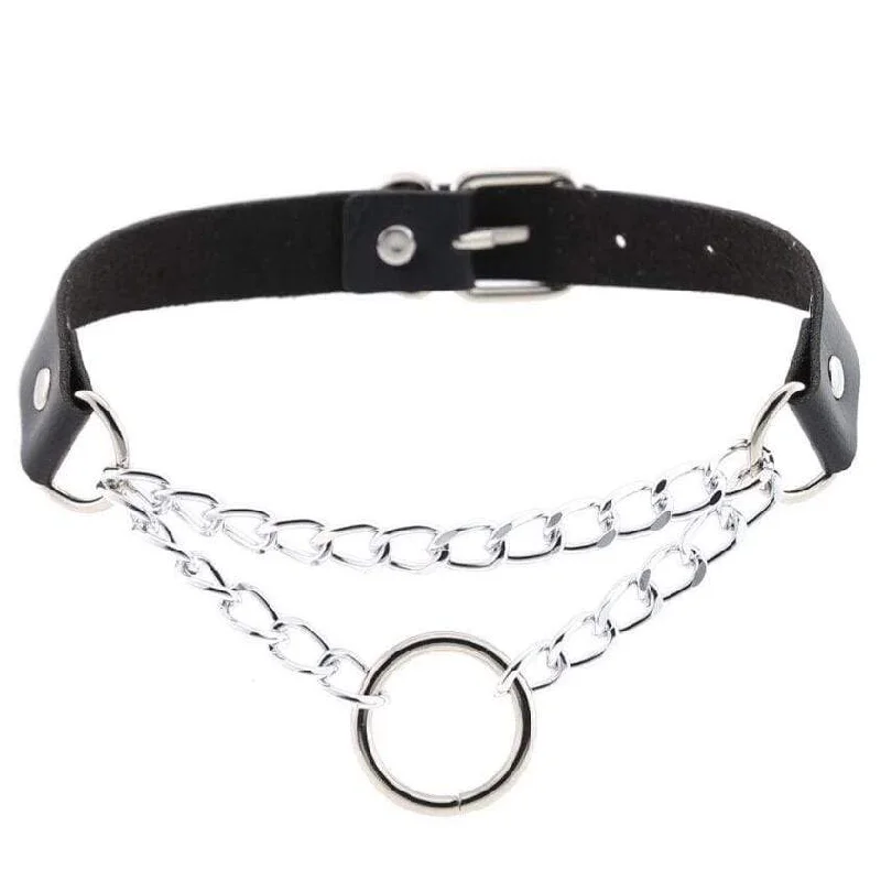 Dainty And Elegant Jewelry Now At Reduced Prices Women's Goth O-ring Double-layer Faux Leather Choker