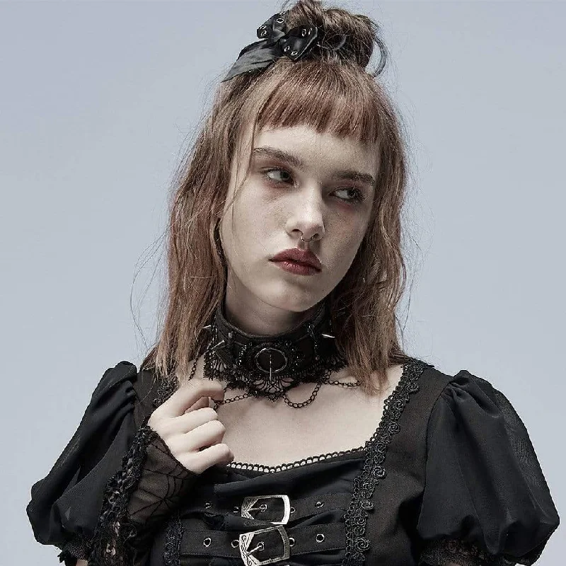 Special Sale On Handcrafted Jewelry – Shop Today Women's Gothic Rivets Lace Hem Chocker