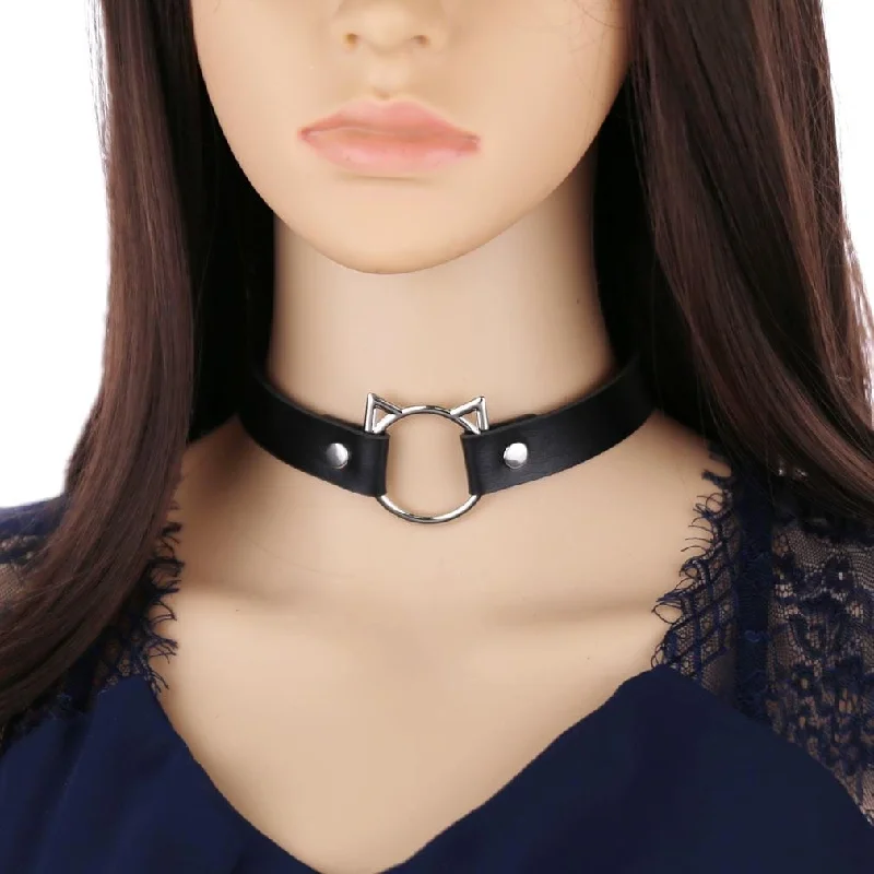 Shop Fine Jewelry With Exclusive Savings Women's Punk Cat Button Choker