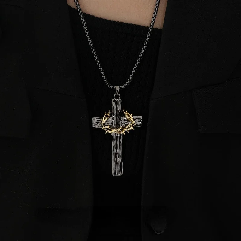 Sparkle For Less – Shop Our Limited-Time Jewelry Deals Women's Punk Cross Thorns Necklace