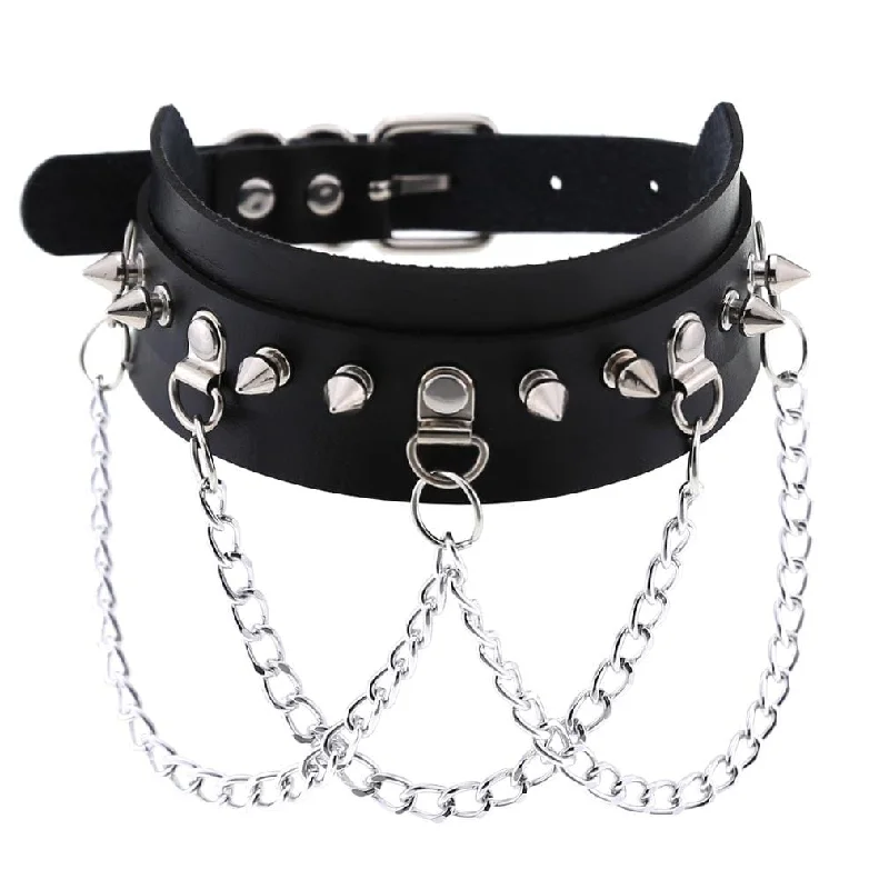 Timeless Jewelry At Special Discount Rates Women's Punk Rivets Chained Choker