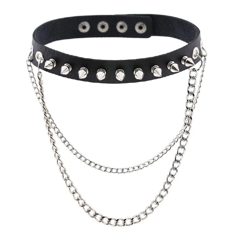 Grab Exquisite Jewelry At The Lowest Prices Women's Punk Rivets&Chains Chokers