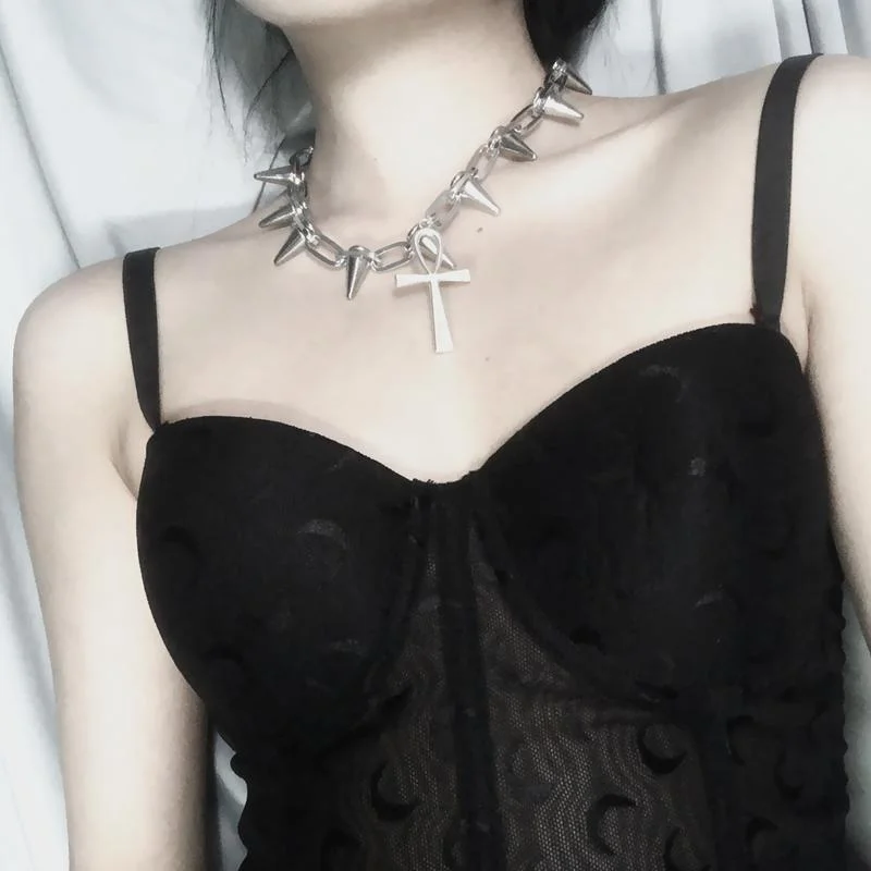 Fine Jewelry, Limited-Time Offers Available Women's Punk Rivets Cross Chain Necklace