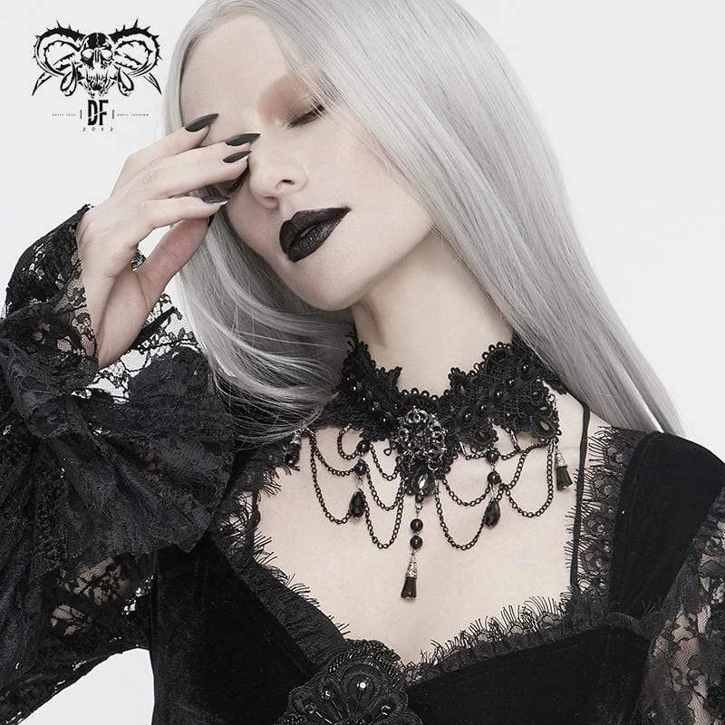 High-End Jewelry, Now More Affordable Than Ever Women's Victorian Gothic Black Broad Scalloped Lace Choker