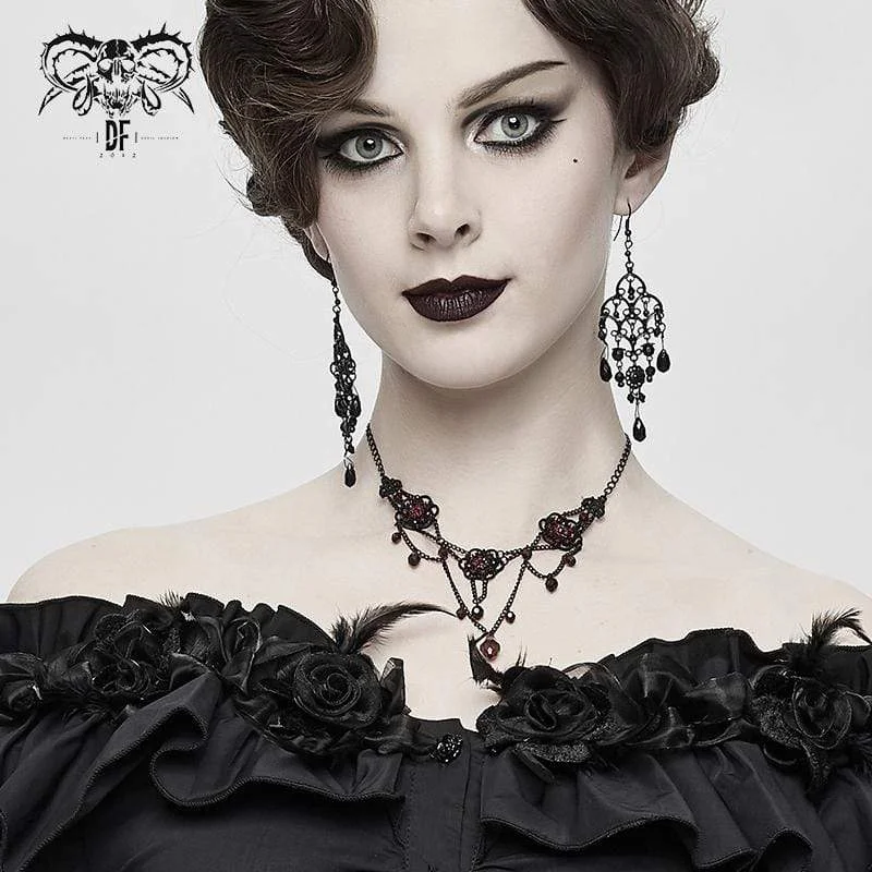 Save On Luxury Jewelry Pieces – Limited-Time Offers Women's Vintage Gothic Black and Red Delicate Necklace