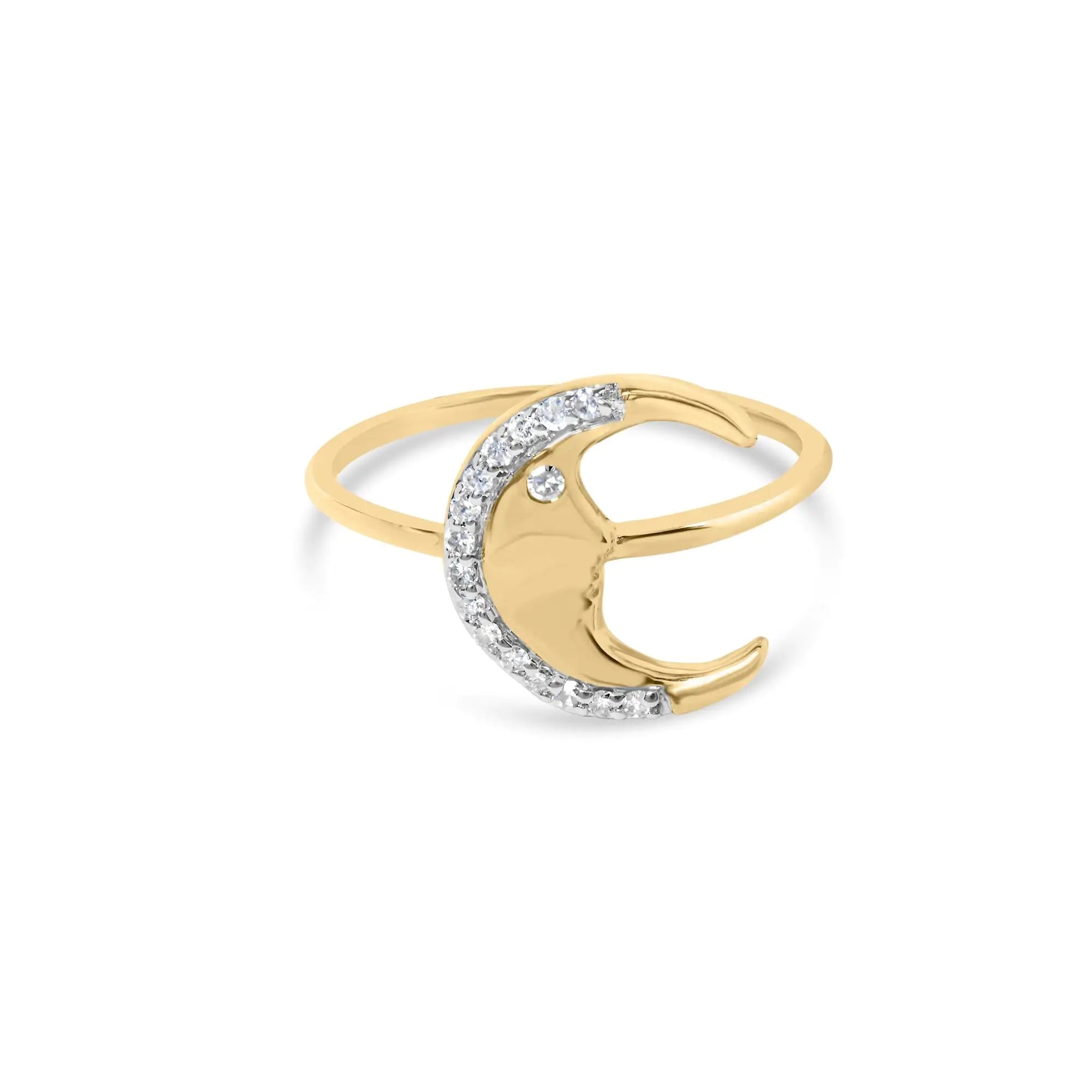 Modern Jewelry At Exclusive Discounts – Shop Today 10K Gold with Diamond Moon Ring Modern Jewelry At Exclusive Discounts – Shop Today 10K Gold with Diamond Moon Ring