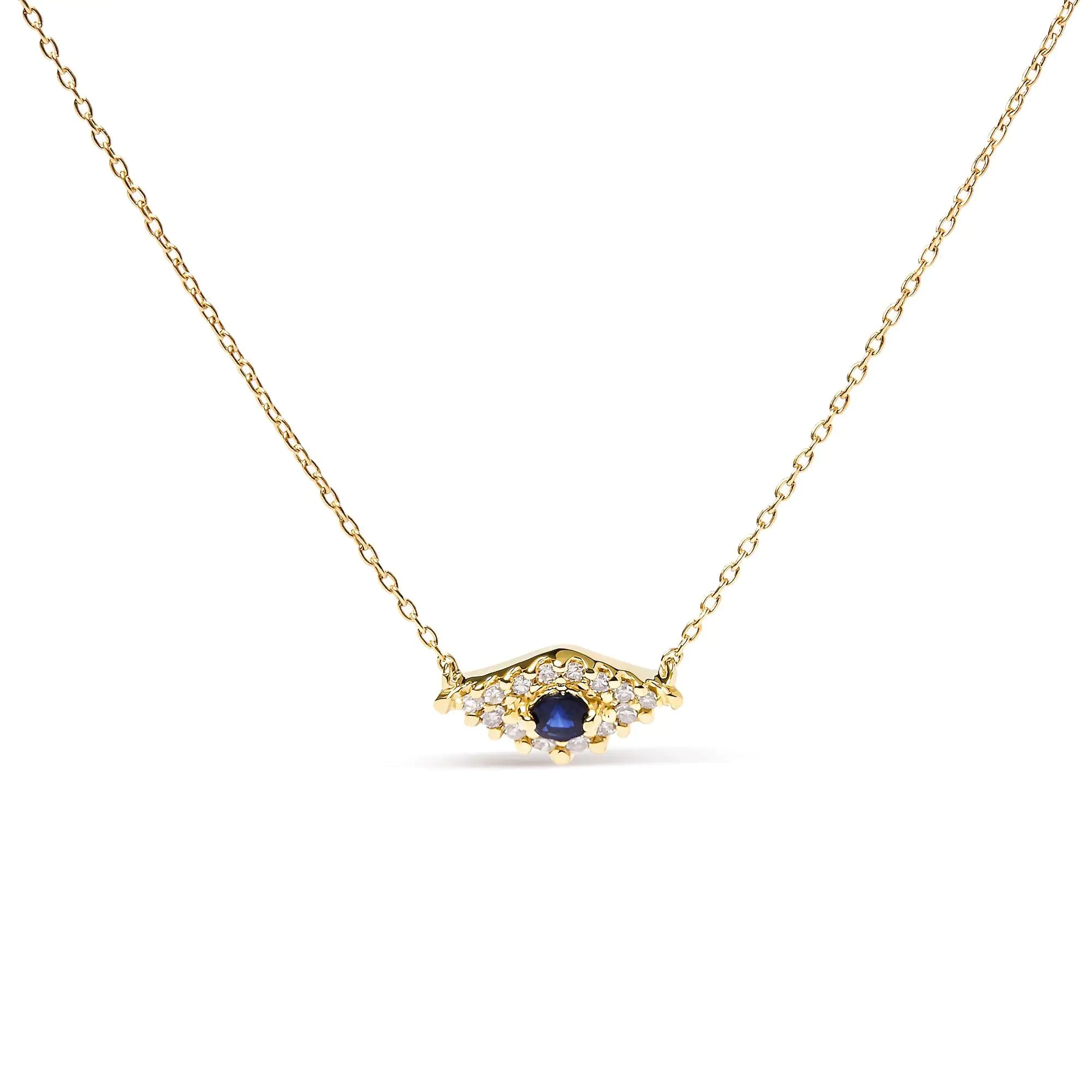 Exclusive Jewelry Sale – Sparkle For Less 10K Gold Blue Evil Eye 18" Necklace