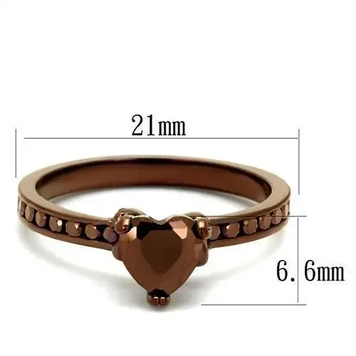 Affordable Luxury Jewelry – Style At A Great Price 3W1191 - IP Coffee light Brass Ring with AAA Grade CZ  in Light Coffee