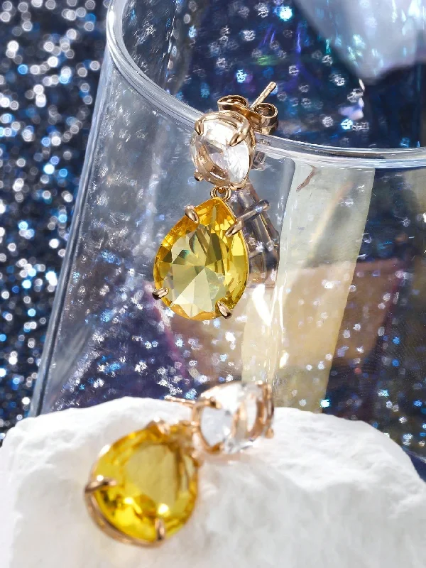Limited-Time Jewelry Sale – Don't Miss Out On Dazzling Discounts Yellow geometric zircon earrings