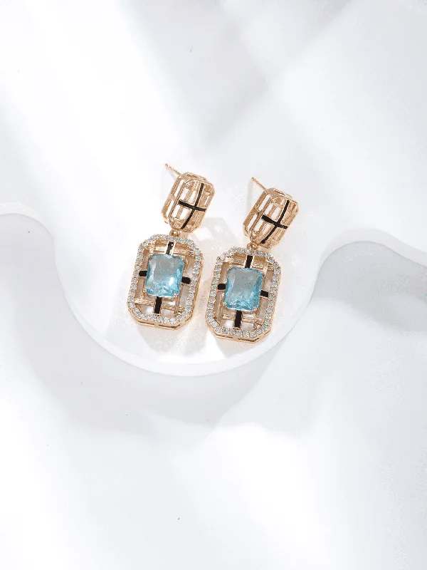Exclusive Savings On Timeless Jewelry Pieces Square retro 18K gold zircon earrings