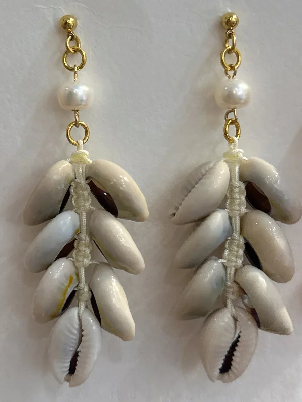 Dainty Floral Jewelry For Feminine Elegance Cowrie Earrings by Kimberly Aman