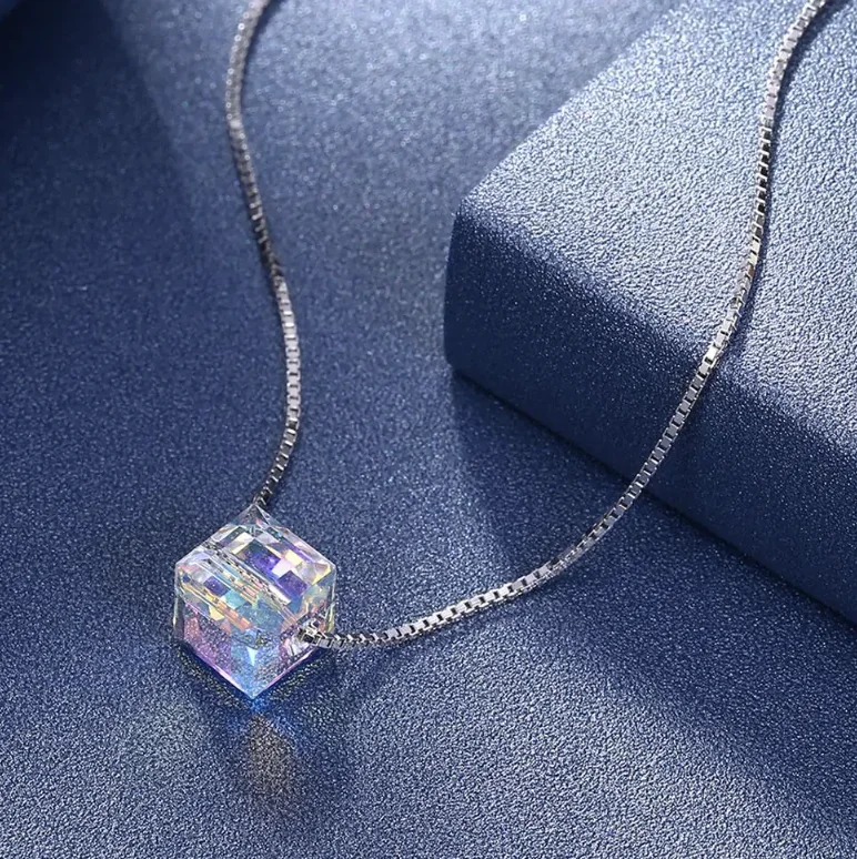 Timeless Jewelry Styles At Wallet-Friendly Prices Crystals Aurora Borealis Cube Necklace