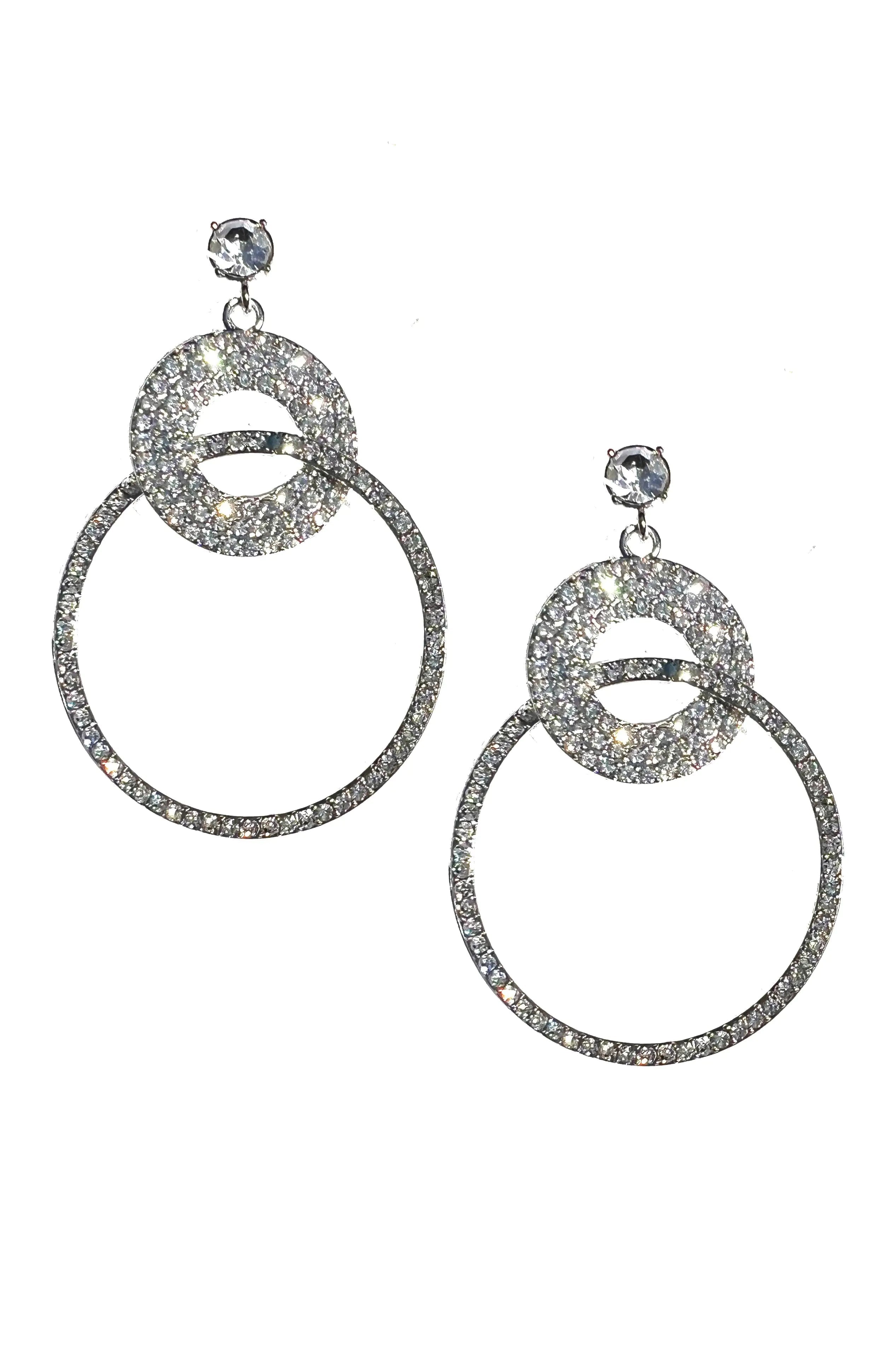 Flash Sale On Exquisite Jewelry – Don't Miss Out Double Rhinestone Hoop Earrings - 2.7" Length Statement Fashion Earring