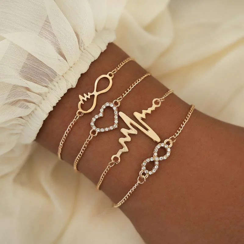 Shop High-Quality Jewelry At Jaw-Dropping Discounts Crystal heart,Infinity,heart beat charm Set