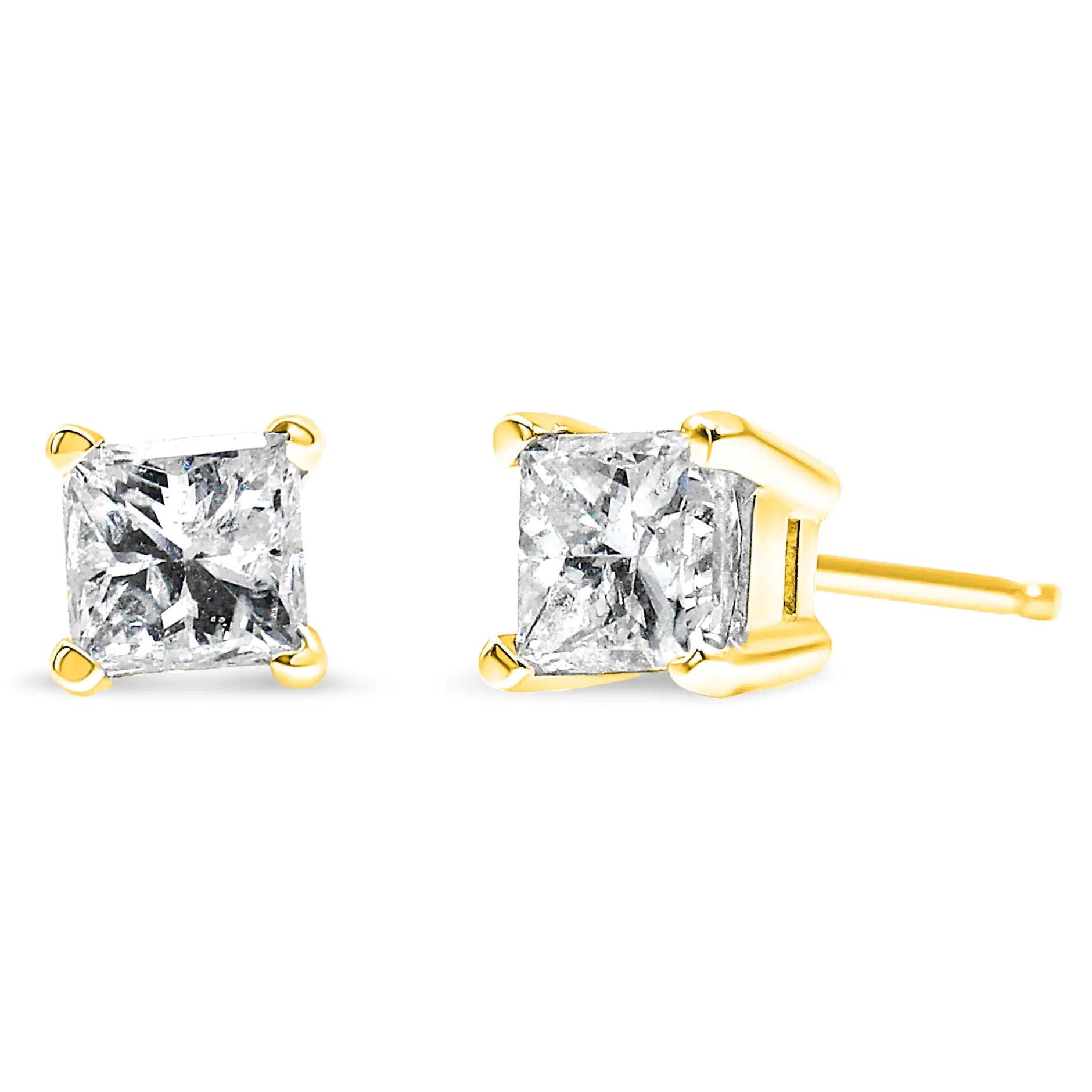 Accessorize For Less – Luxury Jewelry At Affordable Prices IGI Certified 1/2 Cttw Princess-Cut Square Diamond 4-Prong Solitaire Stud Earrings in 14K Yellow Gold (I-J Color, SI1-SI2 Clarity)