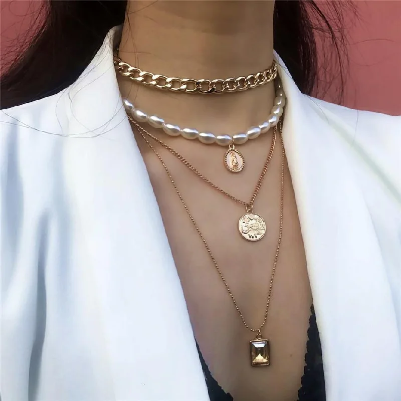 Multi Layered Pearl Choker