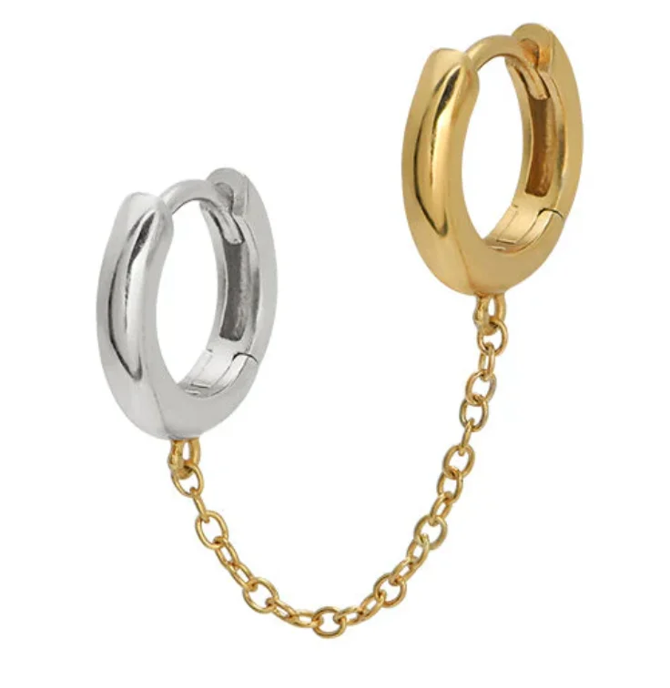 Chic And Stylish Jewelry At Discounted Prices Two Tone Double Piercing Earring by Jurate