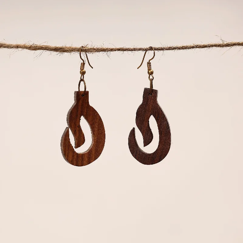 Bijnor Hand Carved Sheesham Wood Earrings