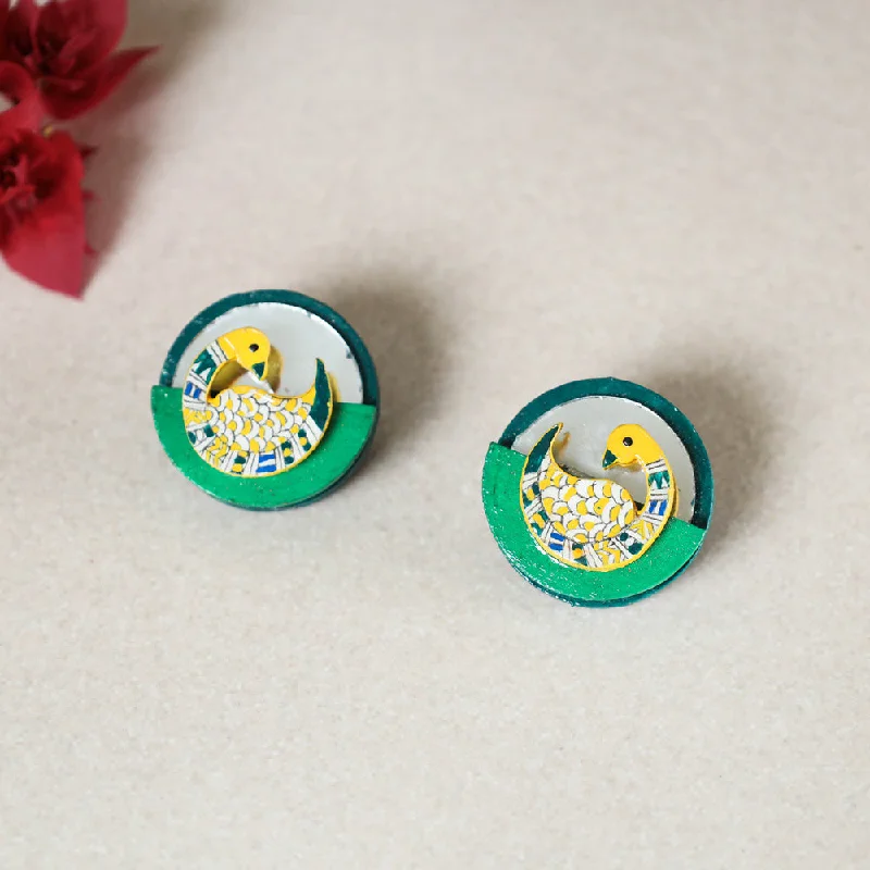 Affordable Luxury Jewelry For Every Occasion Bholi Si Surat - Madhubani Handpainted Wooden Stud Earrings