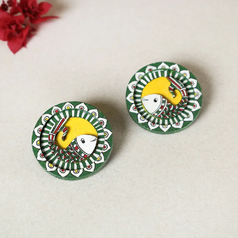 Limited-Stock Jewelry Clearance – Grab Your Favorites Now Shafri - Madhubani Handpainted Wooden Earrings
