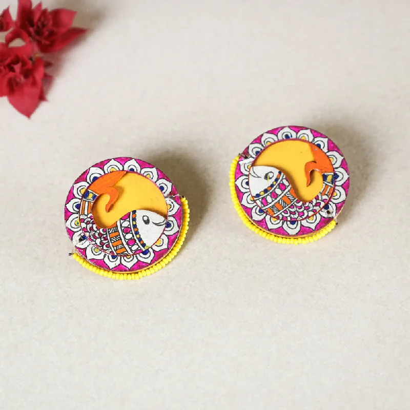 Limited-Time Offer On Premium Jewelry Collections Mori - Madhubani Handpainted Wooden Earrings