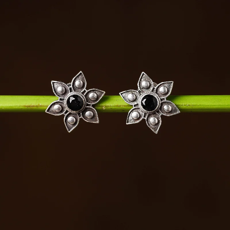 Best-Selling Jewelry Now Available At Special Deals Antique Silver Finish Oxidised Brass Base Stone Work Stud Earrings
