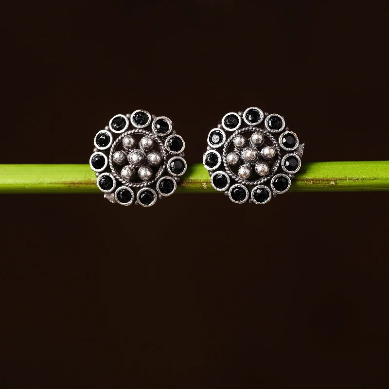 Shop Dazzling Rings, Earrings, And More At Special Discounts Antique Silver Finish Oxidised Brass Base Stone Work Stud Earrings