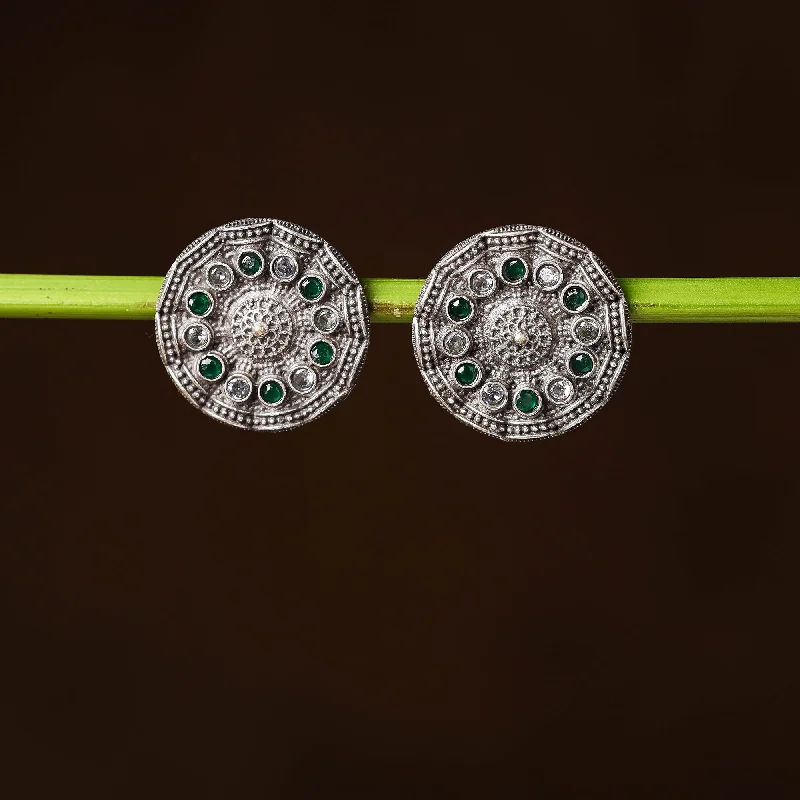 Shine In Style – Shop Jewelry Discounts Today Antique Silver Finish Oxidised Brass Base Stone Work Stud Earrings