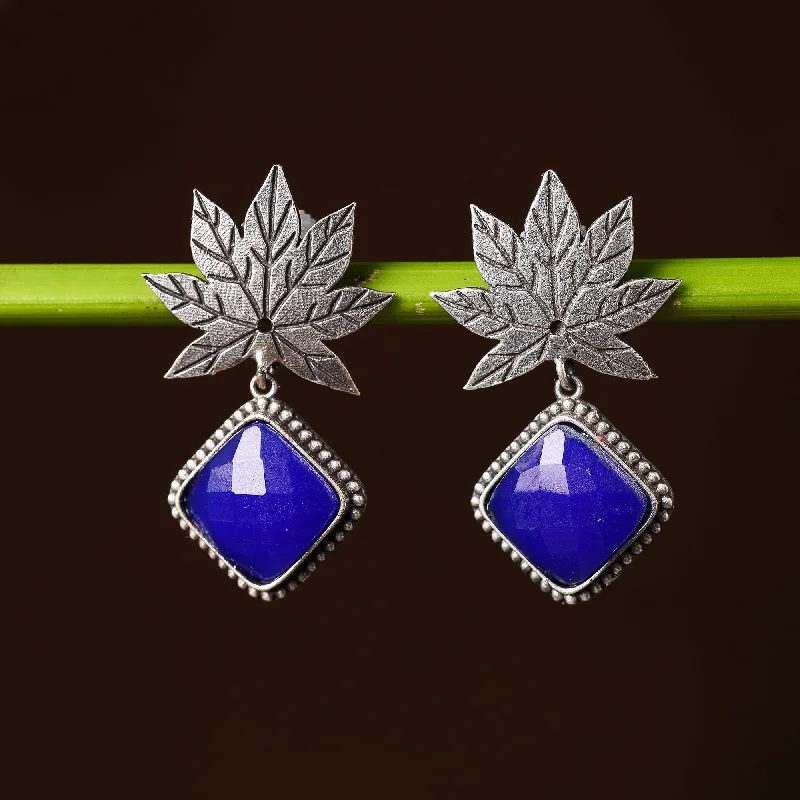 Shop Dazzling Jewelry At The Best Prices Antique Silver Finish Oxidised Brass Base Stone Work Earrings