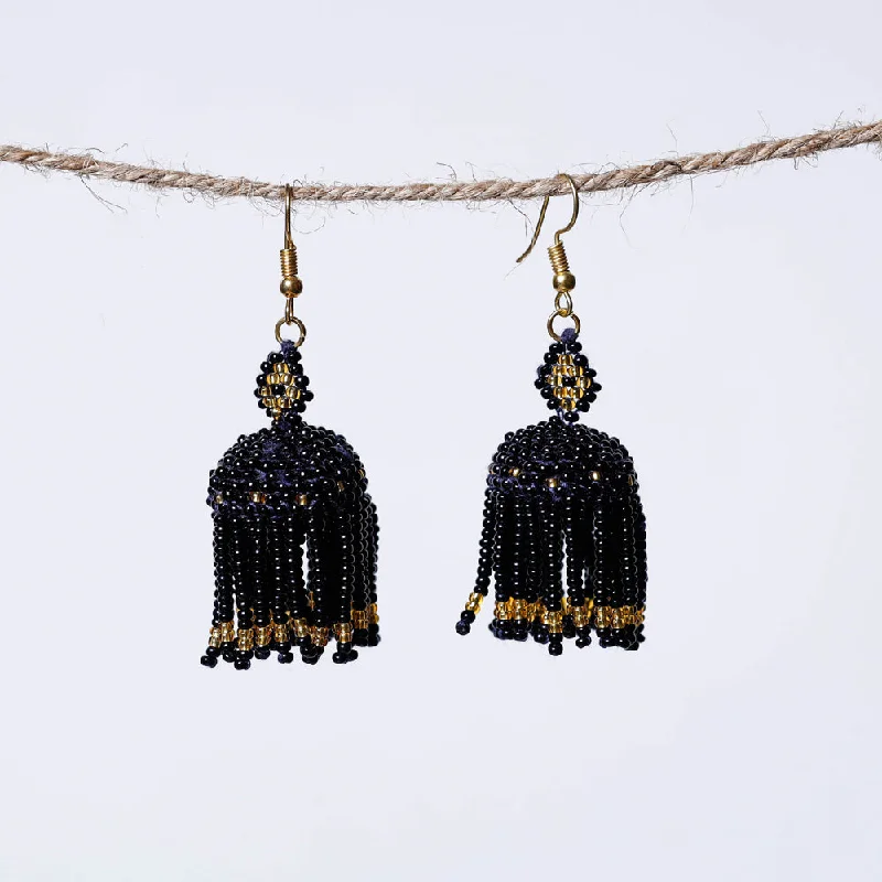 Neemuch Handmade Beadwork Jhumki Earrings by Pushpa Harit