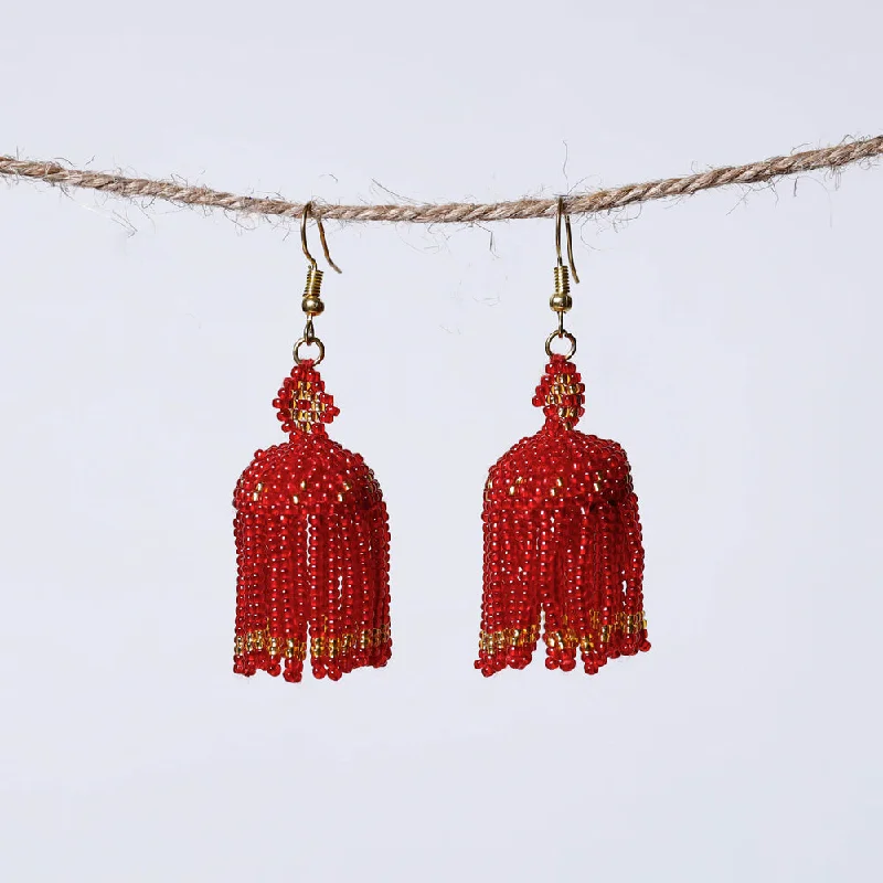 Neemuch Handmade Beadwork Jhumki Earrings by Pushpa Harit