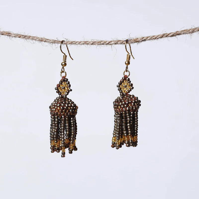 Neemuch Handmade Beadwork Jhumki Earrings by Pushpa Harit