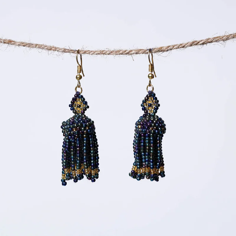 Neemuch Handmade Beadwork Jhumki Earrings by Pushpa Harit