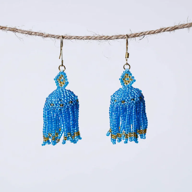 Neemuch Handmade Beadwork Jhumki Earrings by Pushpa Harit