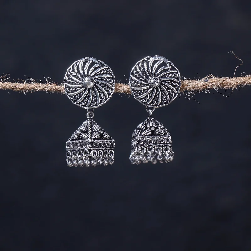 Once-A-Year Jewelry Sale – Grab Your Favorites Now Antique Silver Finish Oxidised Brass Base Jhumka Earrings