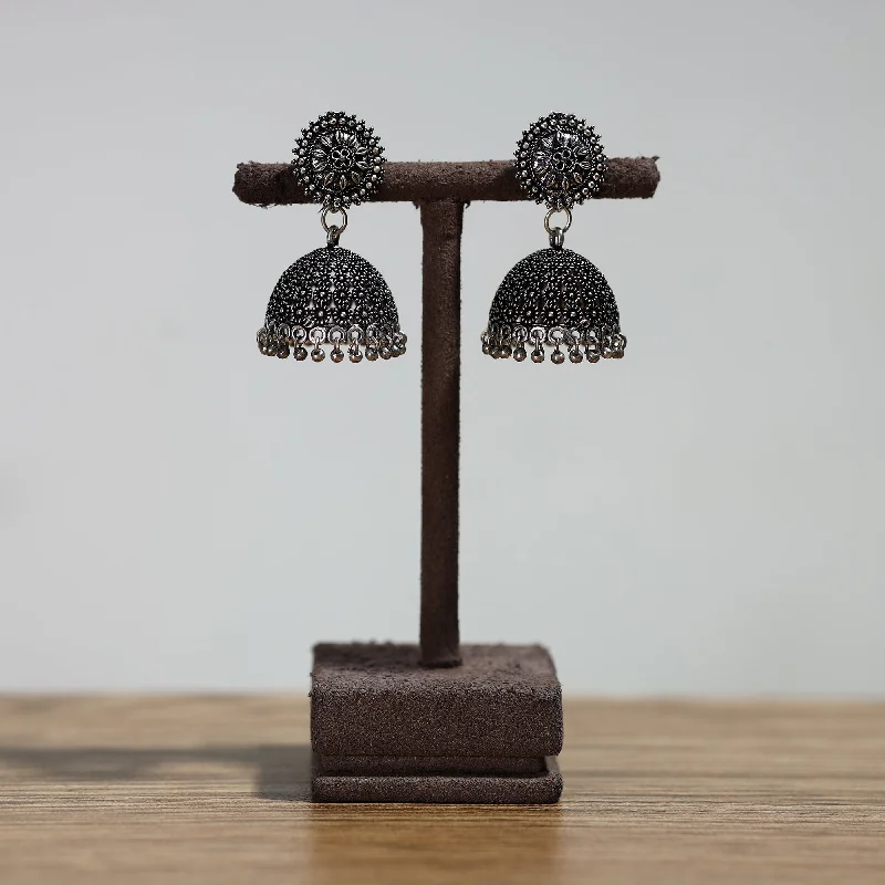 Shop High-Quality Jewelry At Jaw-Dropping Discounts Antique Finish Oxidised White Metal Jhumki Earrings 11