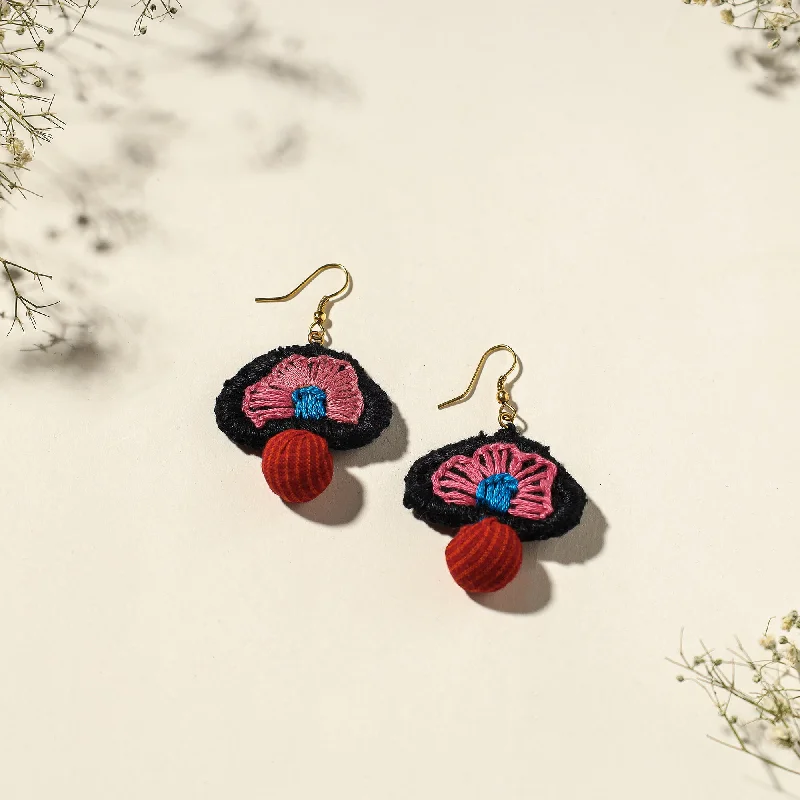 Unique Jewelry Designs Now At Discounted Rates Hand Embroidered Gamcha Fabart Earrings by Rangila Dhaga
